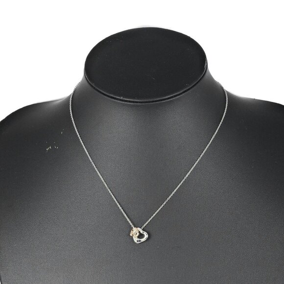 TIFFANY&Co. Double open heart Necklace Extra Mini 0.4" & 0.3" Silver925 - Picture 1 of 8